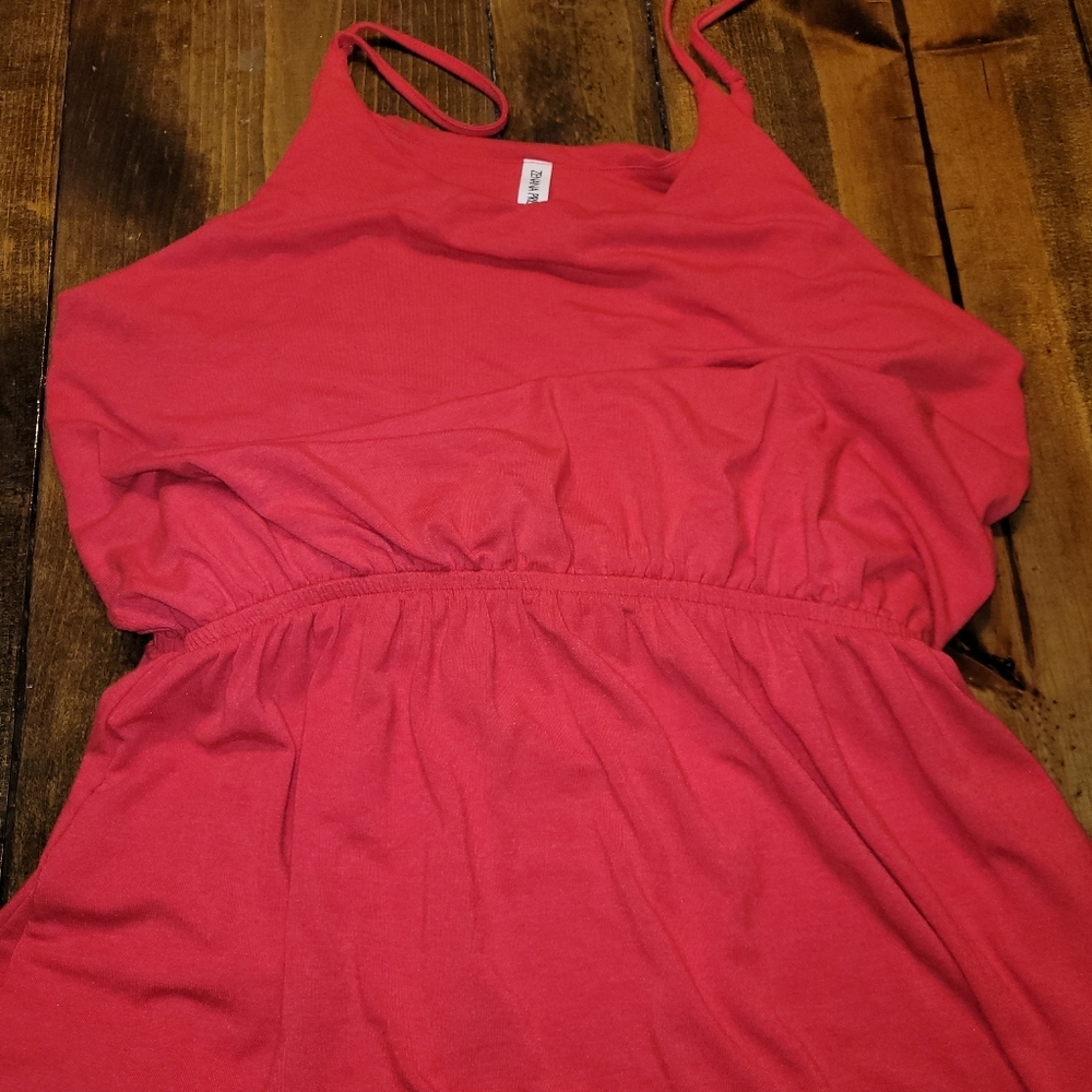 Zenana Premium red spaghetti strap tanktop maxi dress - 1X - Picture 6 of 12